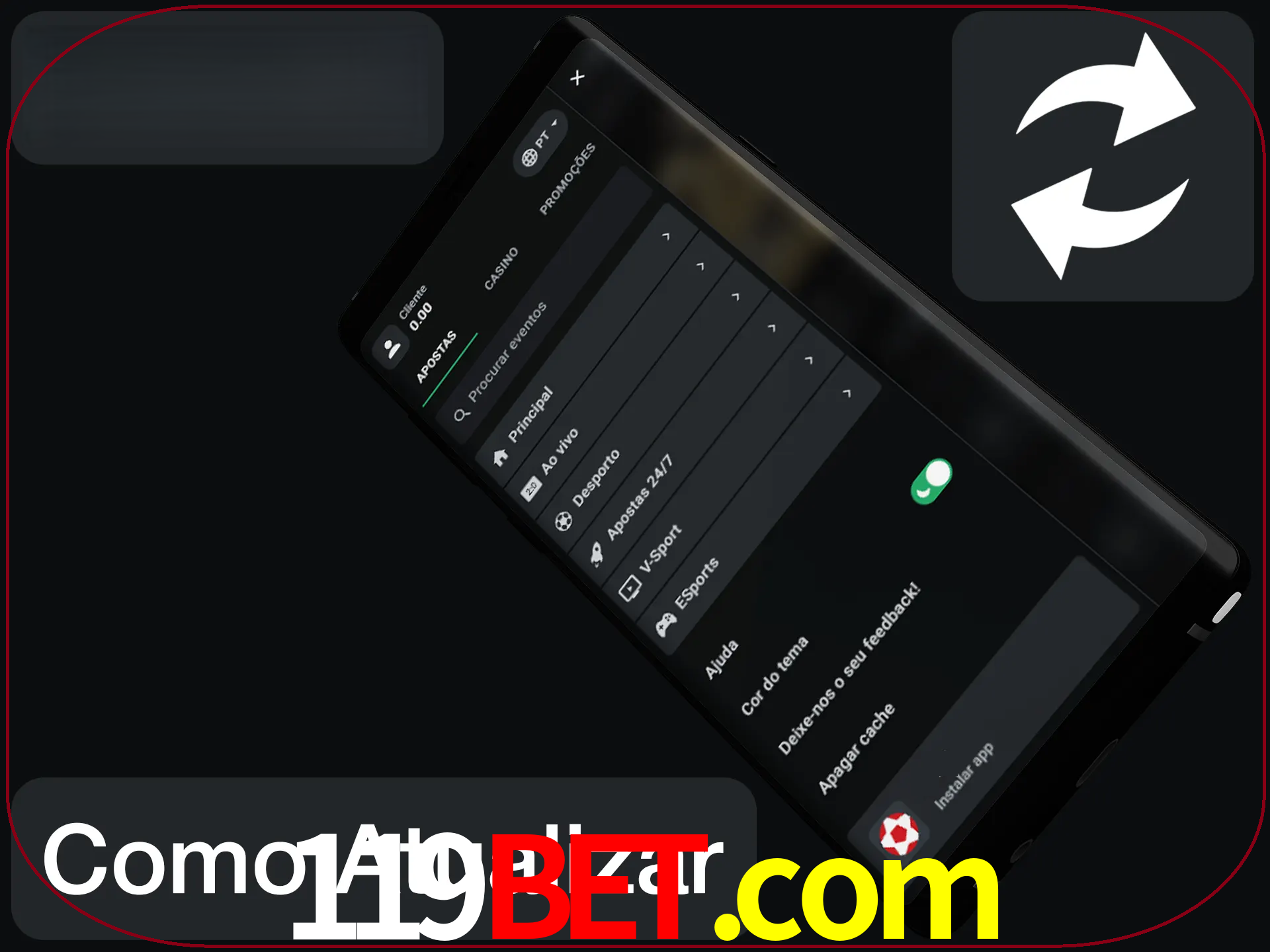 O aplicativo é atualizado automaticamente quando você faz o login.